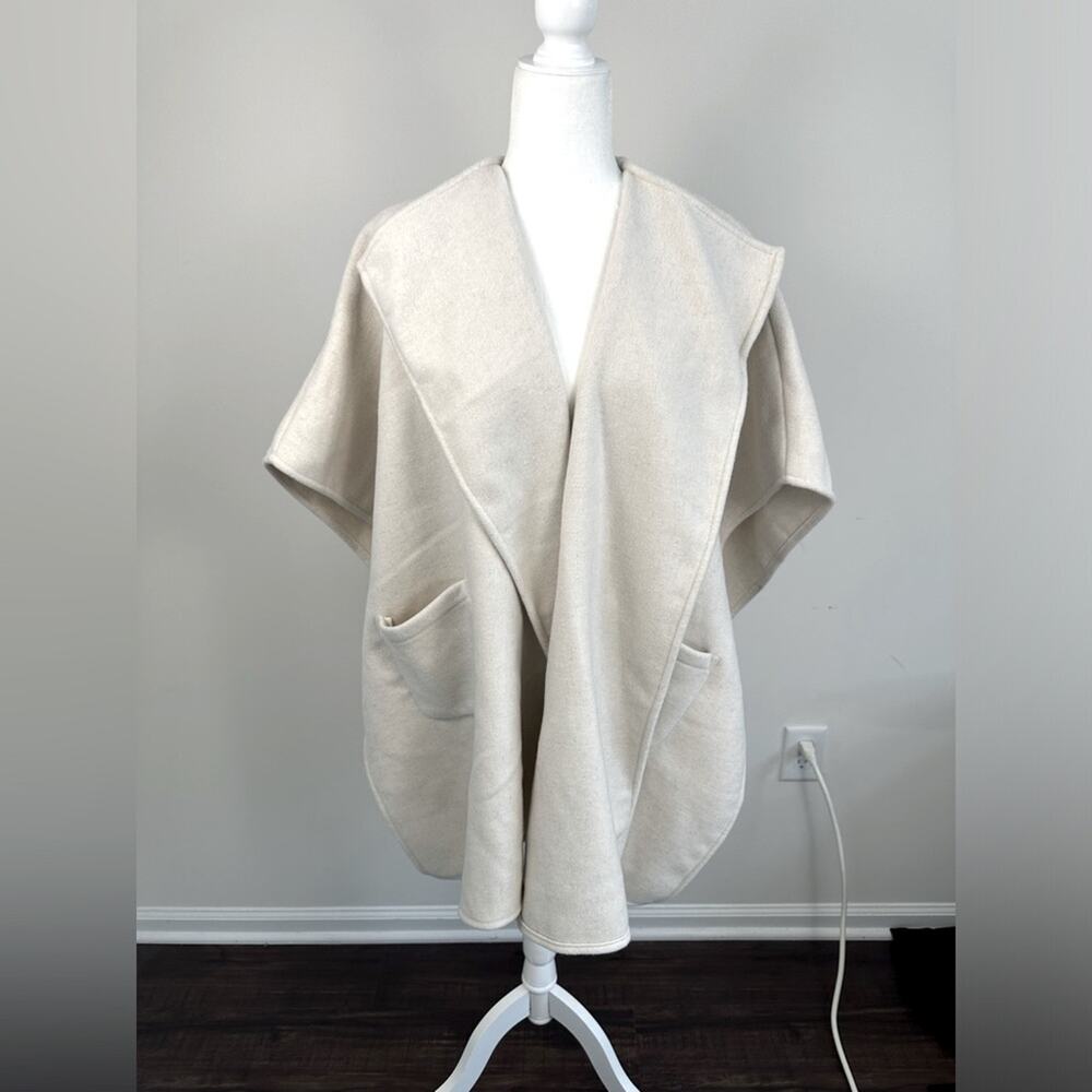 LOFT Cream Open-Front Short Sleeve Draped Coat NWT